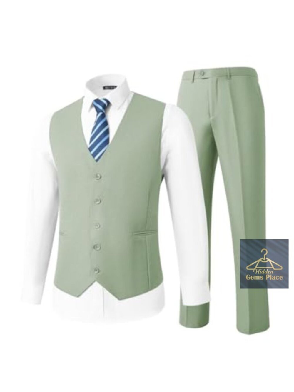 Men's 2 Piece Slim Fit Vest and Pants Suit for Wedding Groom Prom Tuxedo Set
